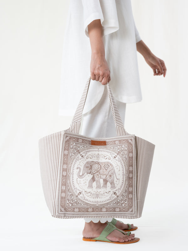Ele Fabric Tote - Taupe Beige