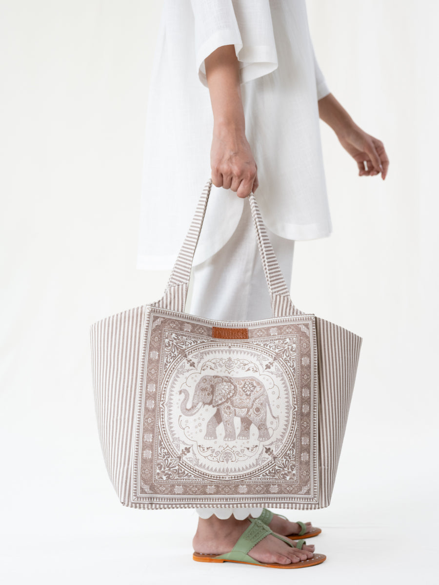Ele Fabric Tote - Taupe Beige