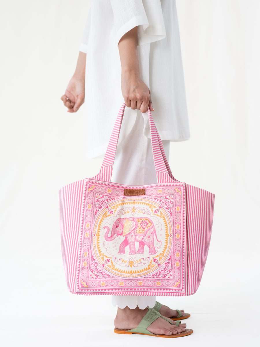 Ele Fabric Tote - Floro Pink